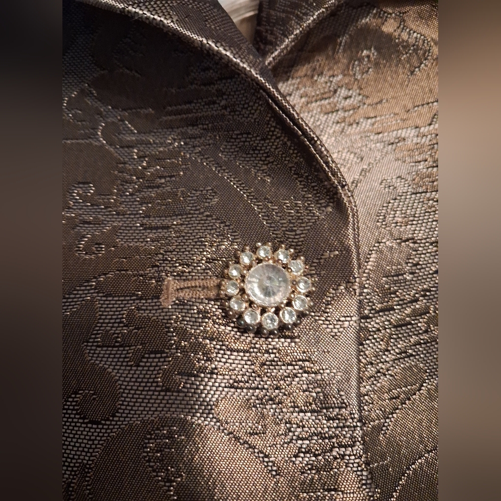 Newport News Metallic Brocade Gold Silver Suit - Picture 2 of 11